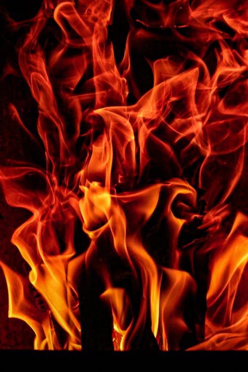 Close-up of Bright Orange Flames