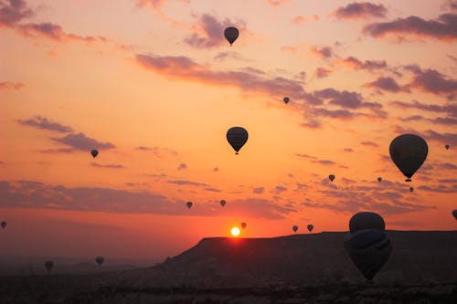 Základová fotografie zdarma na téma dobrodružství, dramatická obloha, horkovzdušné balóny