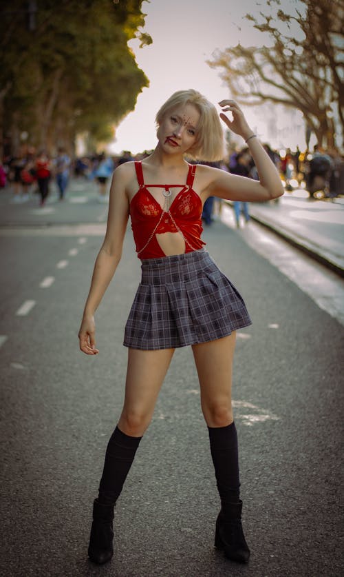 Blonde Woman Posing on a Street