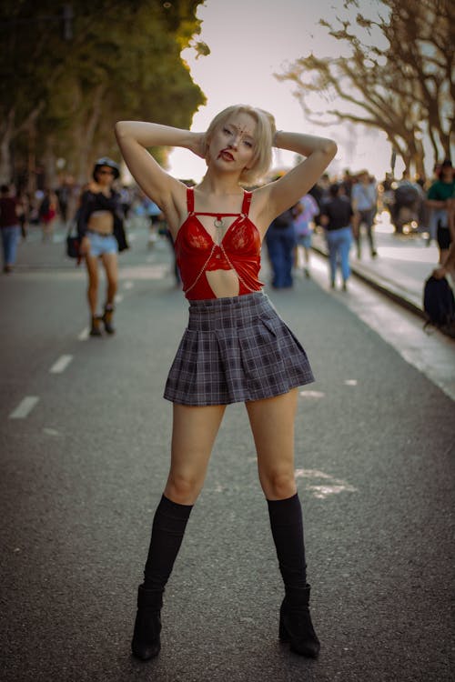 Blonde Woman Posing on a Street