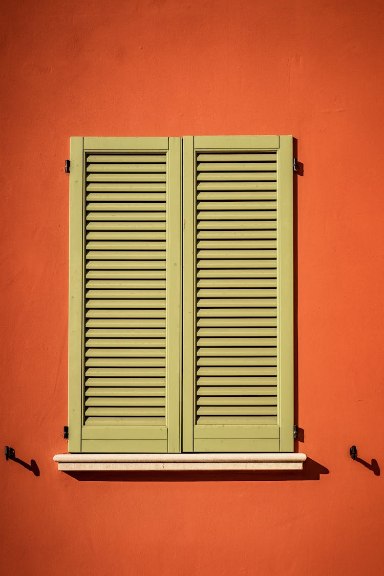 Closed Green Wooden Window