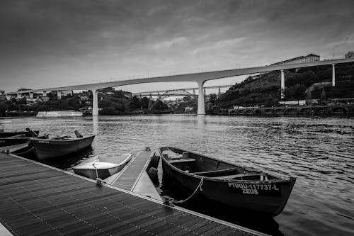 Bridge in a Port in Porto in Black and White
