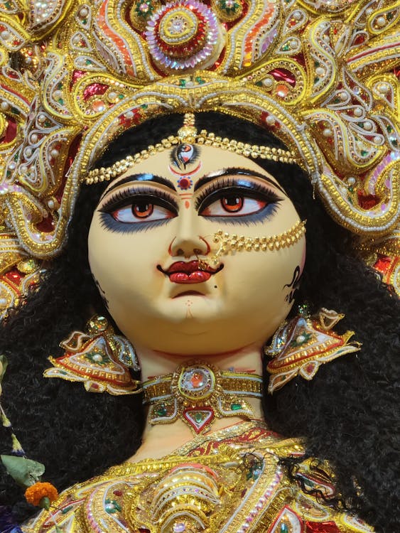 Close-up of a Hindu Goddess Figurine 