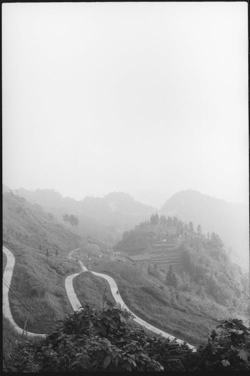 dikey atış, eğim, gri tonlama içeren Ücretsiz stok fotoğraf