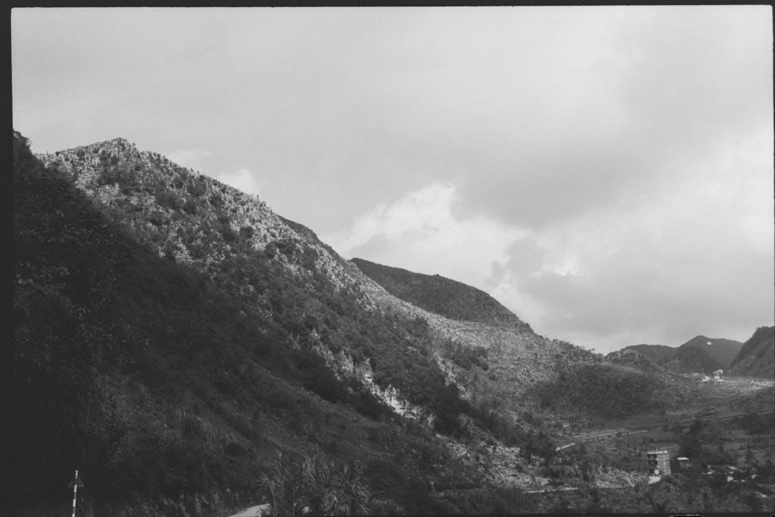 Mountain Valley in Black and White