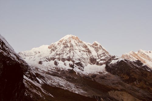 Snowcapped Mountain Peak under Clear Sky