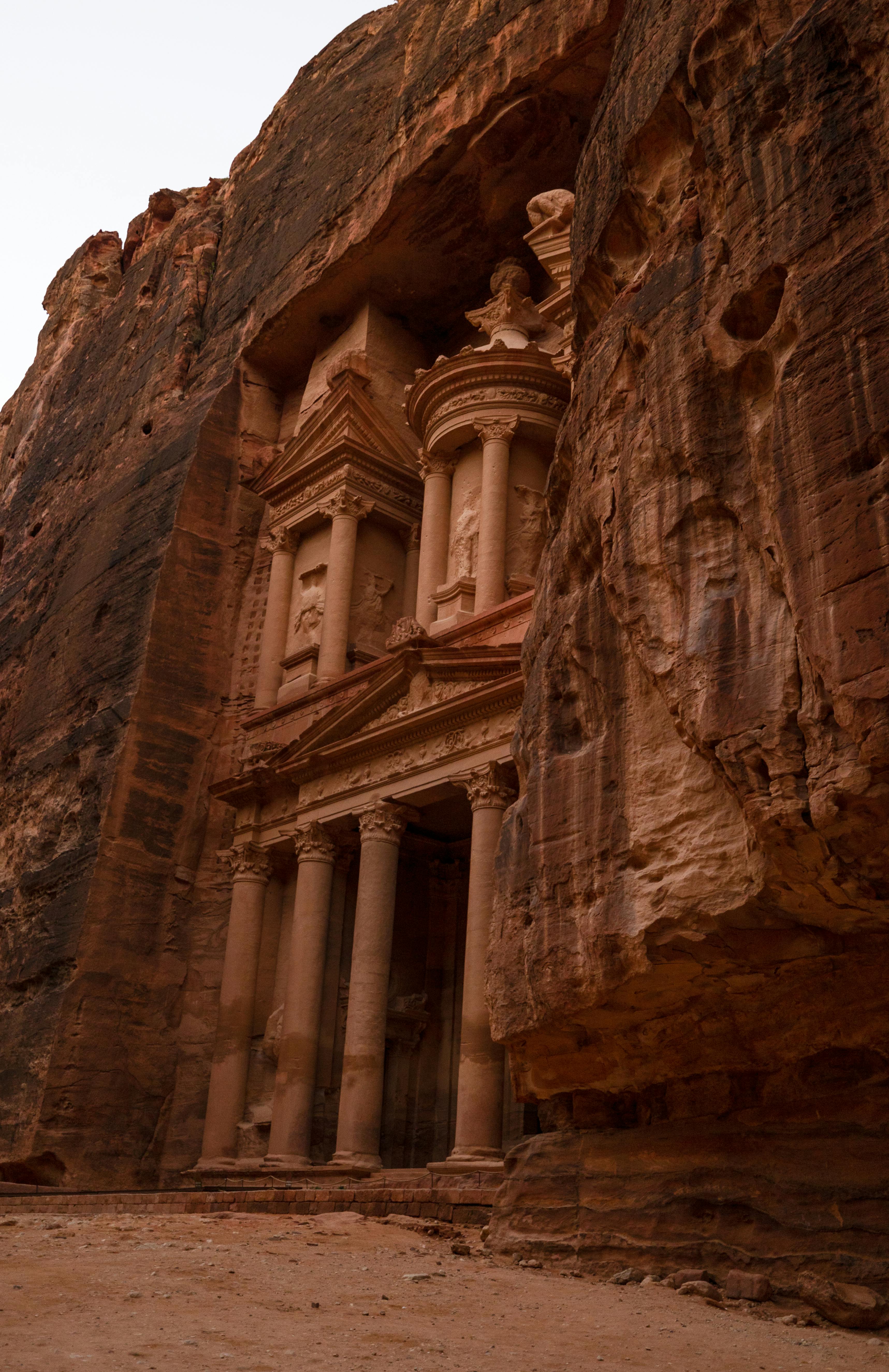 The iconic rock-carved Al-Khazneh, known as The Treasury, in Petra, Jordan's historic wonder.