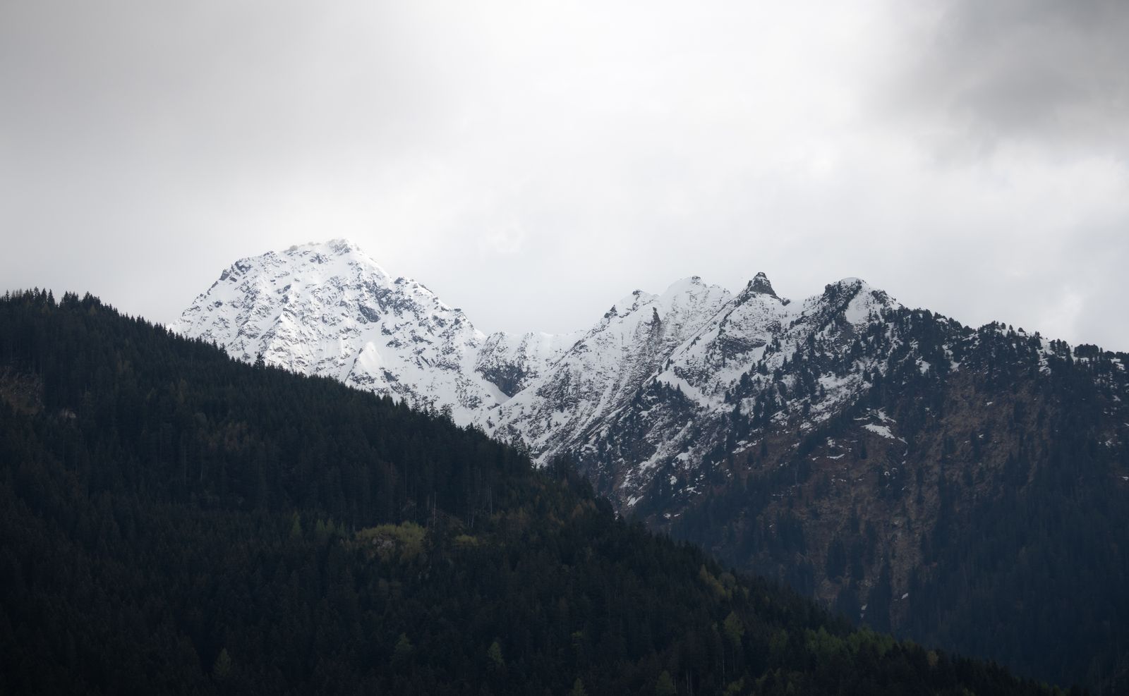A mountain range with trees and clouds in the background · Free Stock Photo