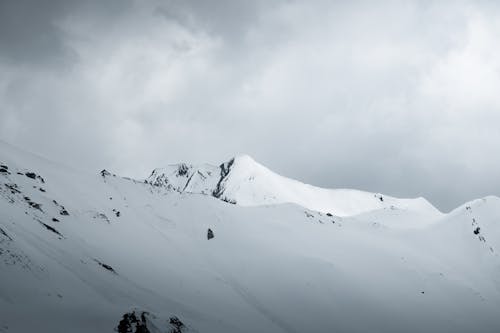 A person standing on top of a snowy mountain