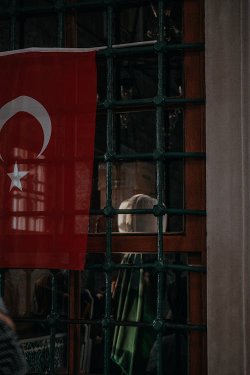 Store Window with a Turkish Flag 