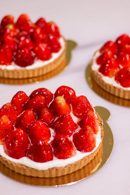 Strawberry Cakes in a Cafe