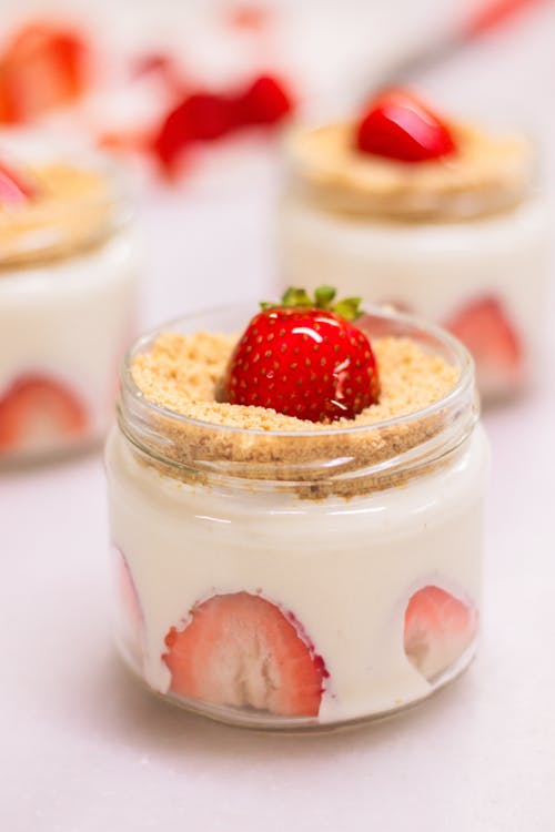 Free Strawberry Desserts in a Cafe  Stock Photo