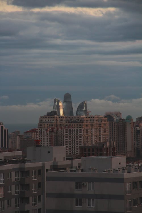 Skyline of Baku with the View of the Flame Towers, Azerbaijan