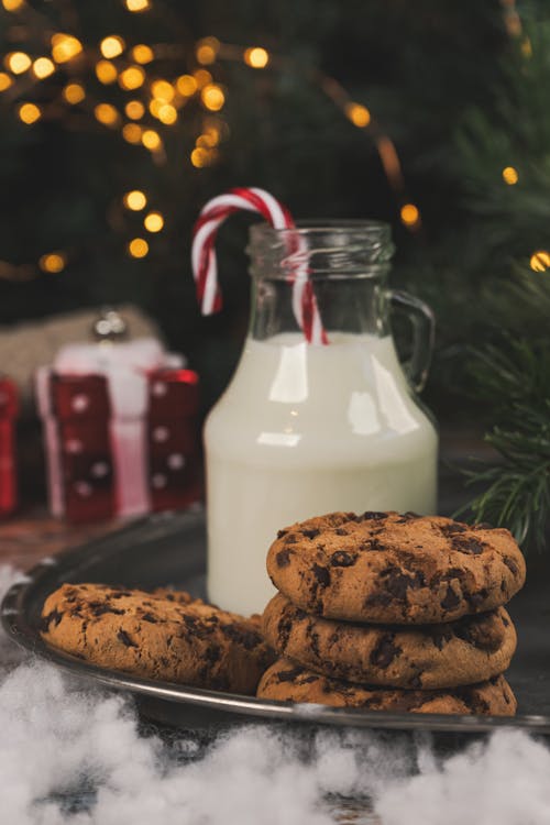 Milk and Cookies by Christmas Tree