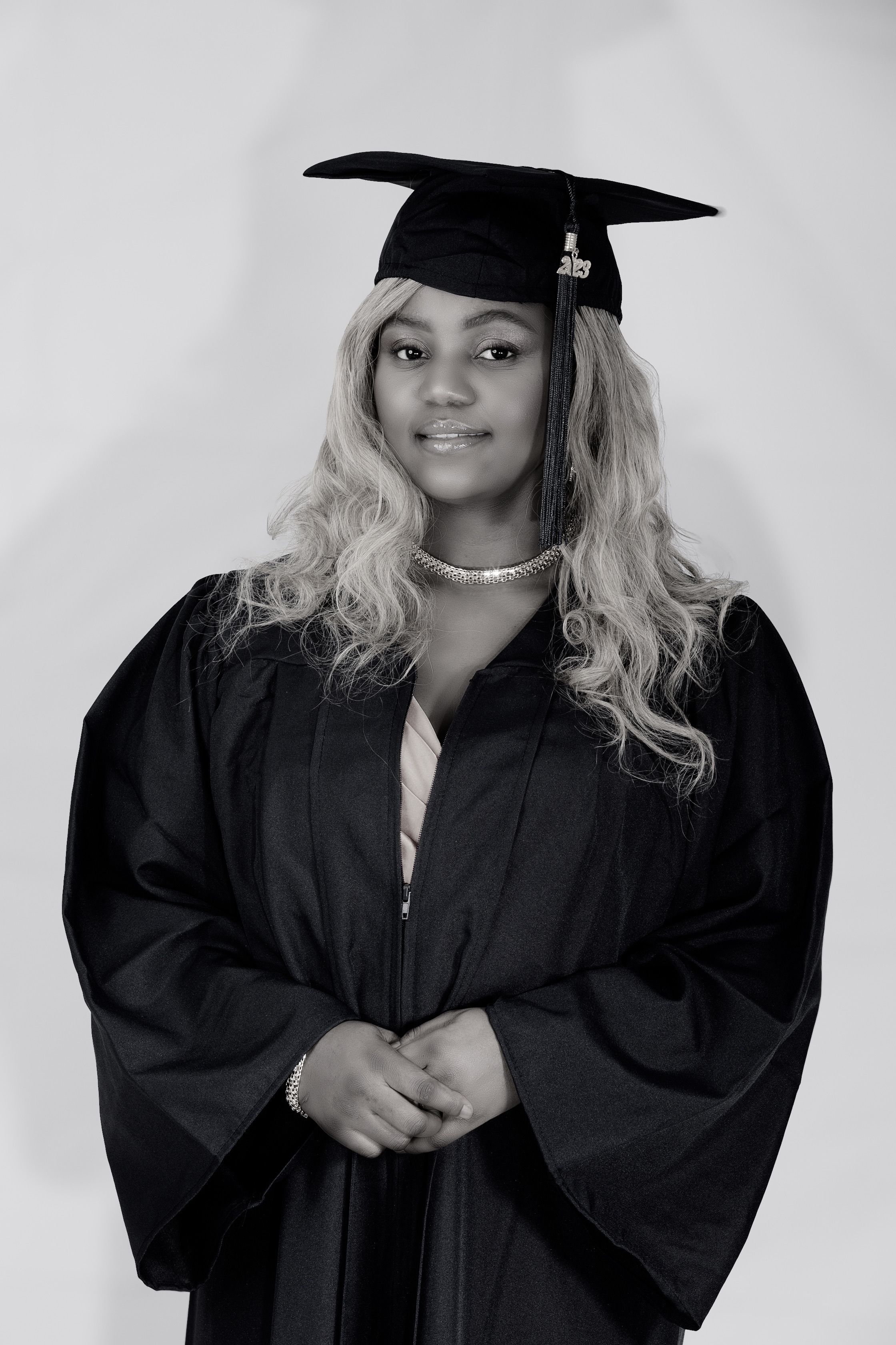 Portrait of Woman in Gown and Academic Hat in Black and White · Free ...