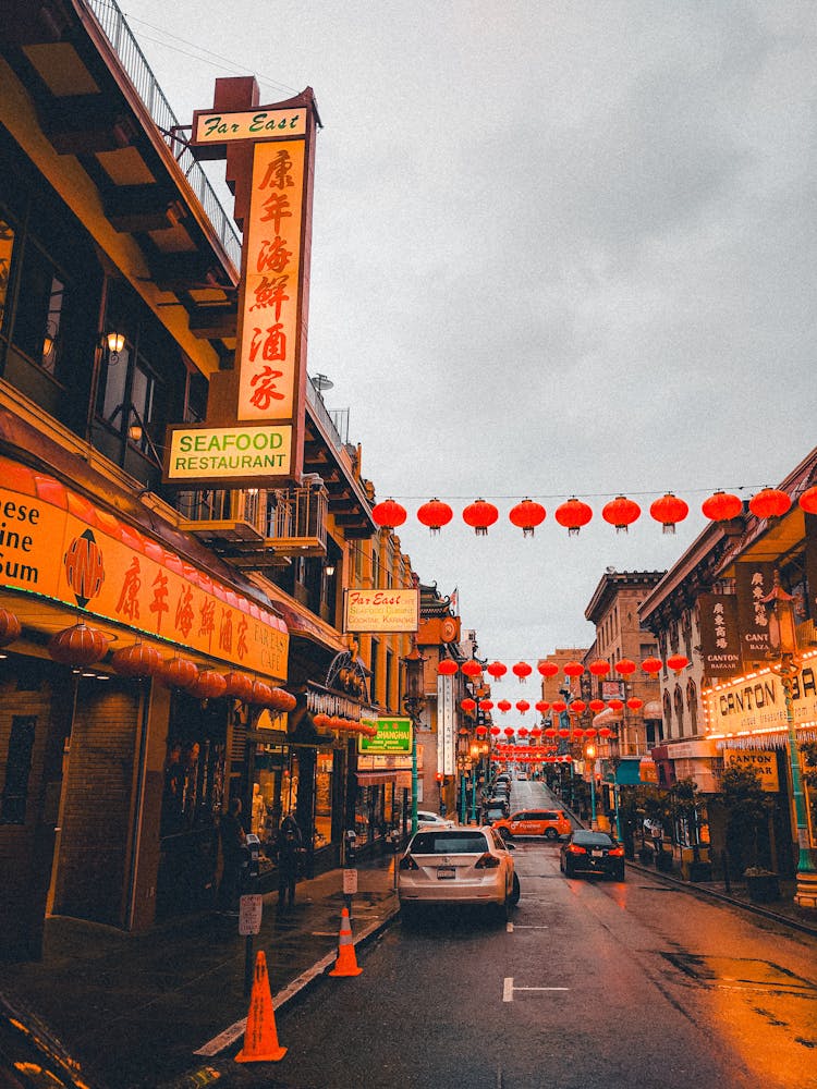 Neon Sign Above The Far East Cafe Seafood Restaurant In San Francisco Chinatown