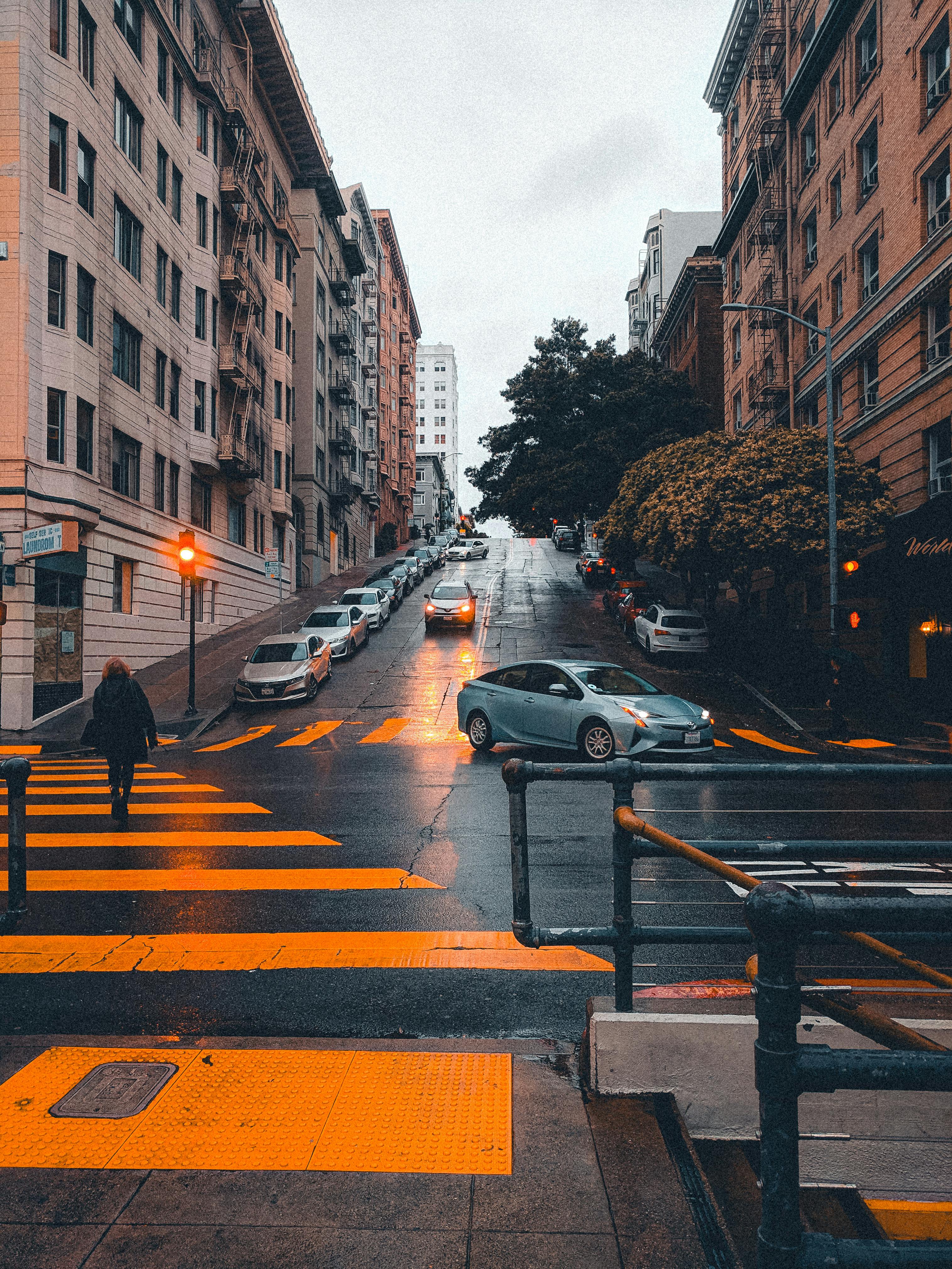 City Street With A Crosswalk Background, Cityscape With Pedestrian Crossing,  Hd Photography Photo, Building Background Image And Wallpaper for Free  Download