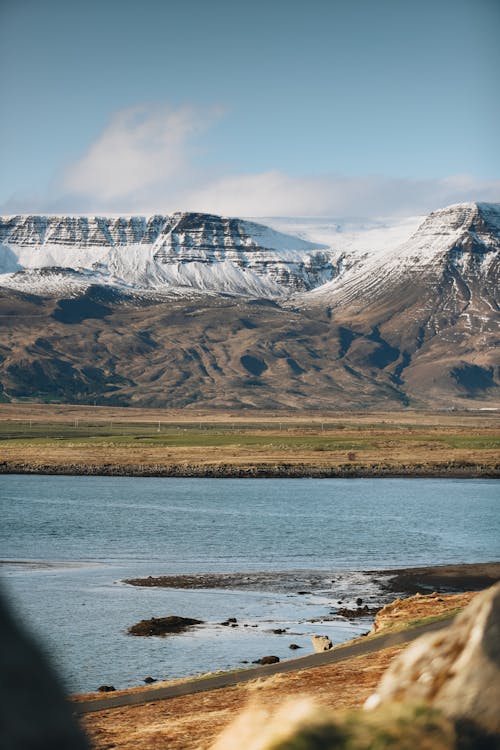 Fjord in Iceland with Distant Mountains
