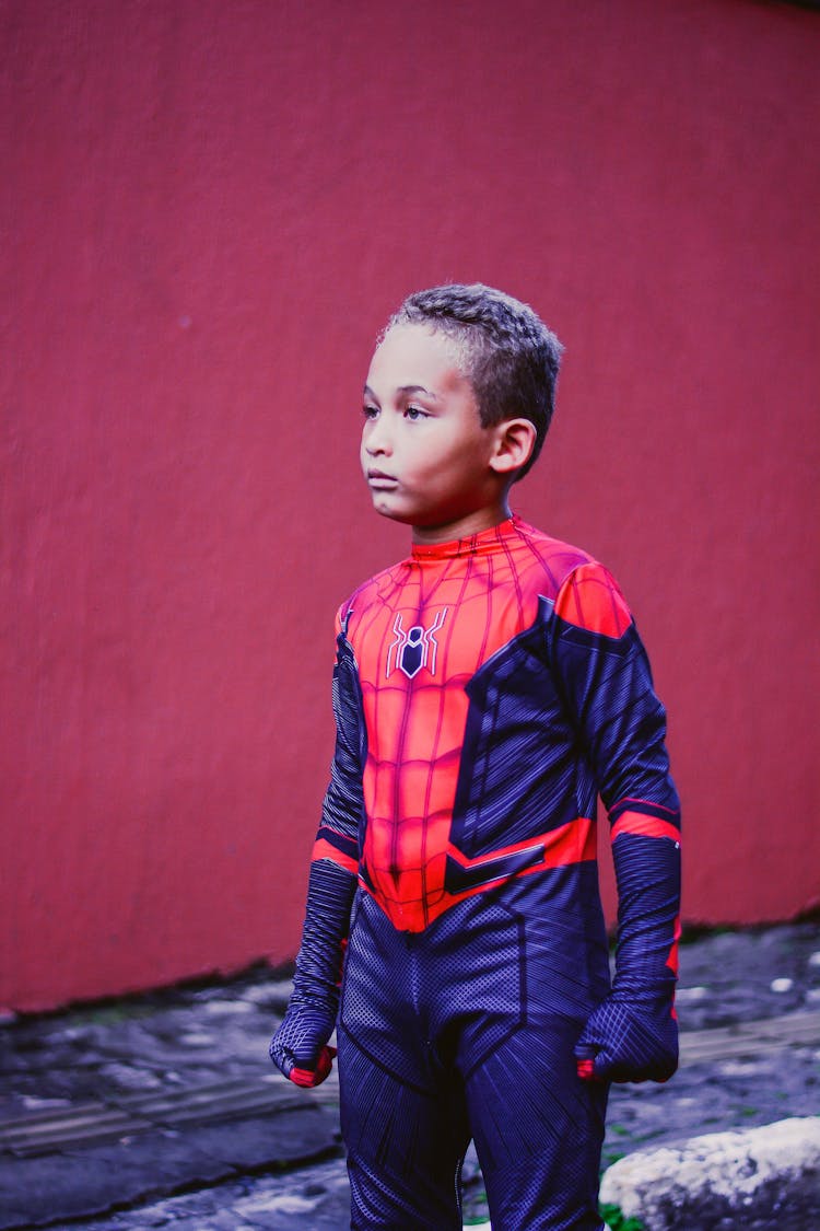 Boy In Spiderman Costume 