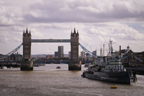 Waterfront View of Tower Bridge in London, UK