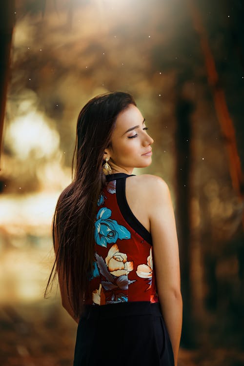 Free Woman Wearing Floral Top Stock Photo