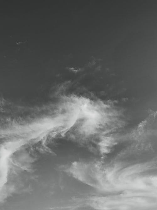 Black and White Photo of Clouds on the Sky 