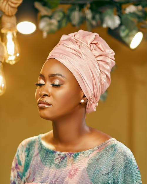 Portrait of an African Woman Wearing Headscarf 