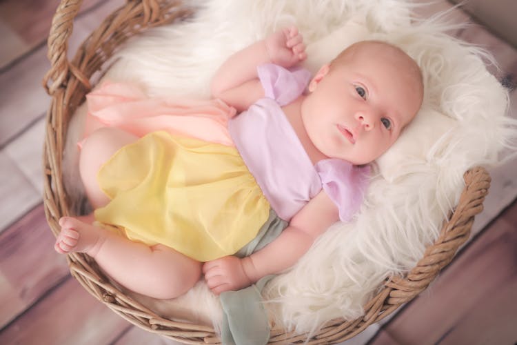 Baby Girl In Wicker Basket