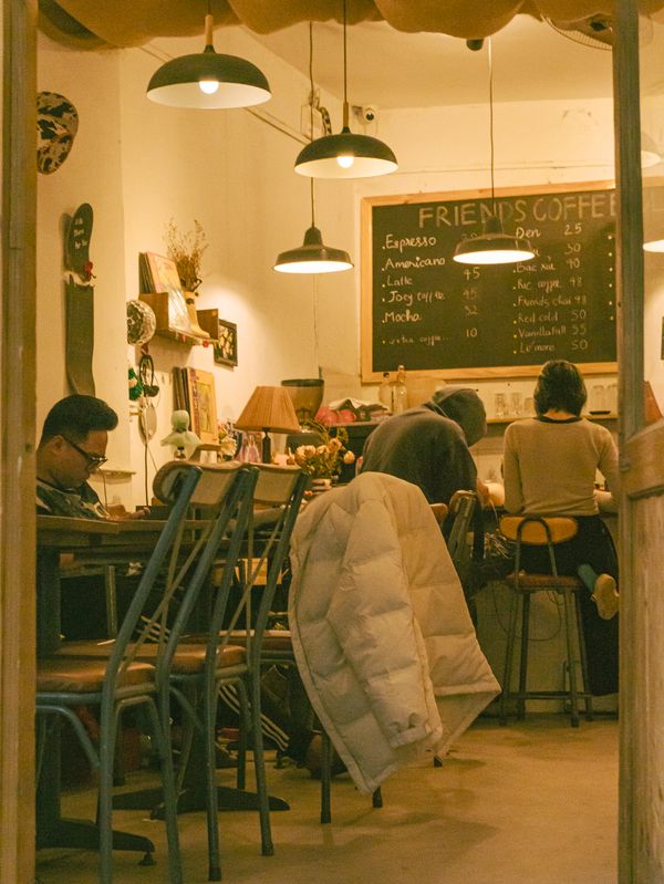 People in a warm cafe
