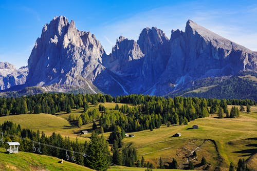 Scenic View of of the Sassolungo Mountain in the Dolomites