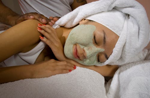 Free Woman with Towel on Head During Massage Stock Photo