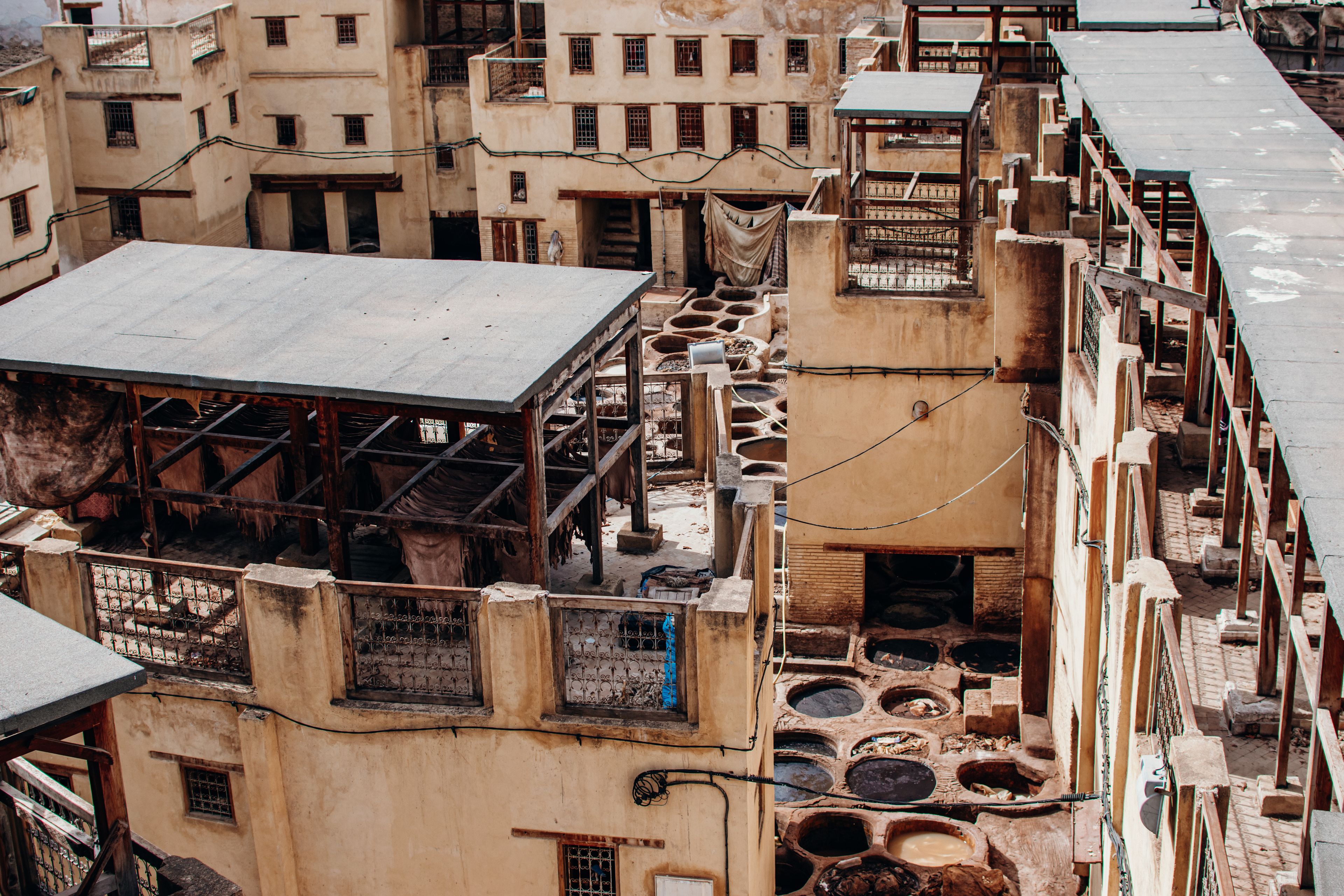 Chouara Tannery aerial view, Fes, Morocco