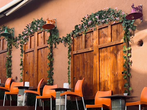 Flower Decoration in Front of a Restaurant