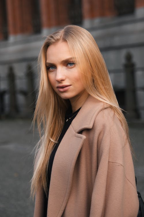 Portrait of Blonde Woman in Coat