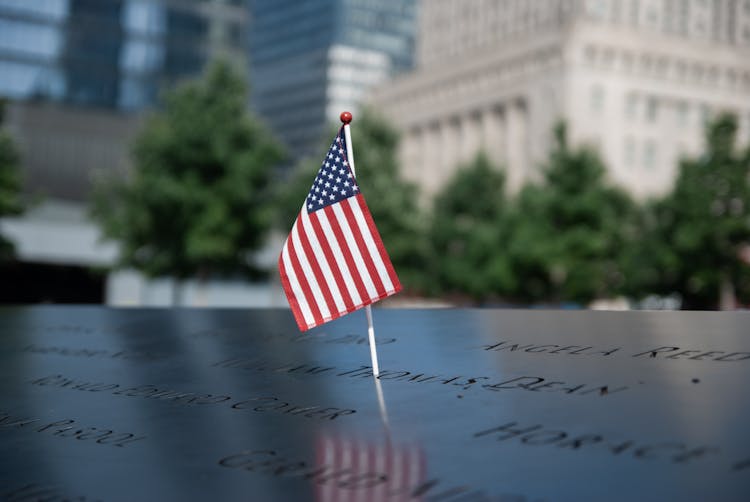 American Flag On 9/11 Memorial