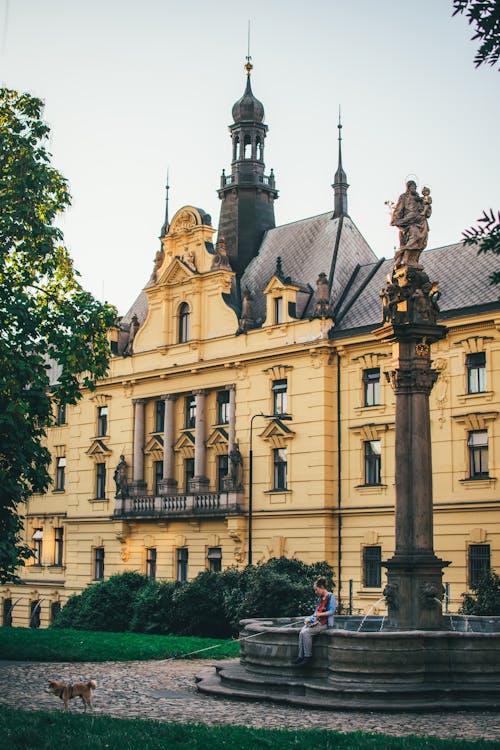 Ornamented Building and Fountain in Prague