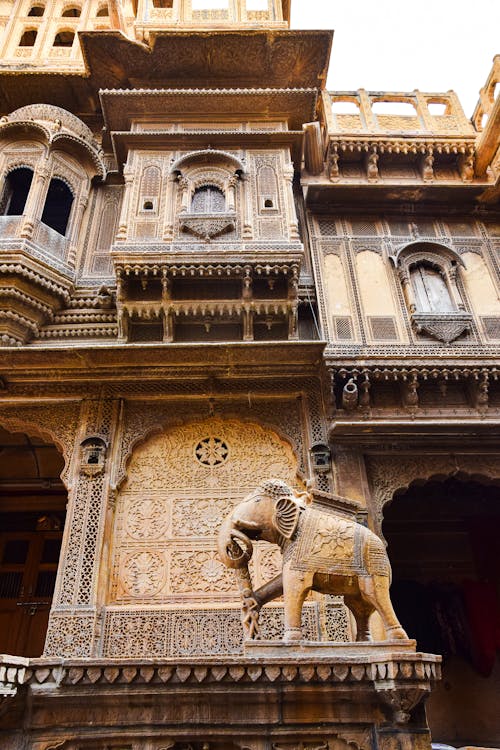 Elephant Statue by Wall of Hathmal Ki Haveli in Jaisalmer