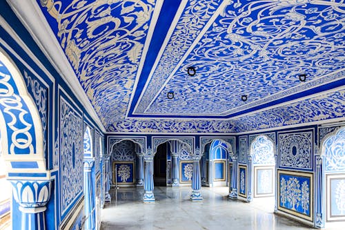 Blue Walls in The City Palace in Jaipur