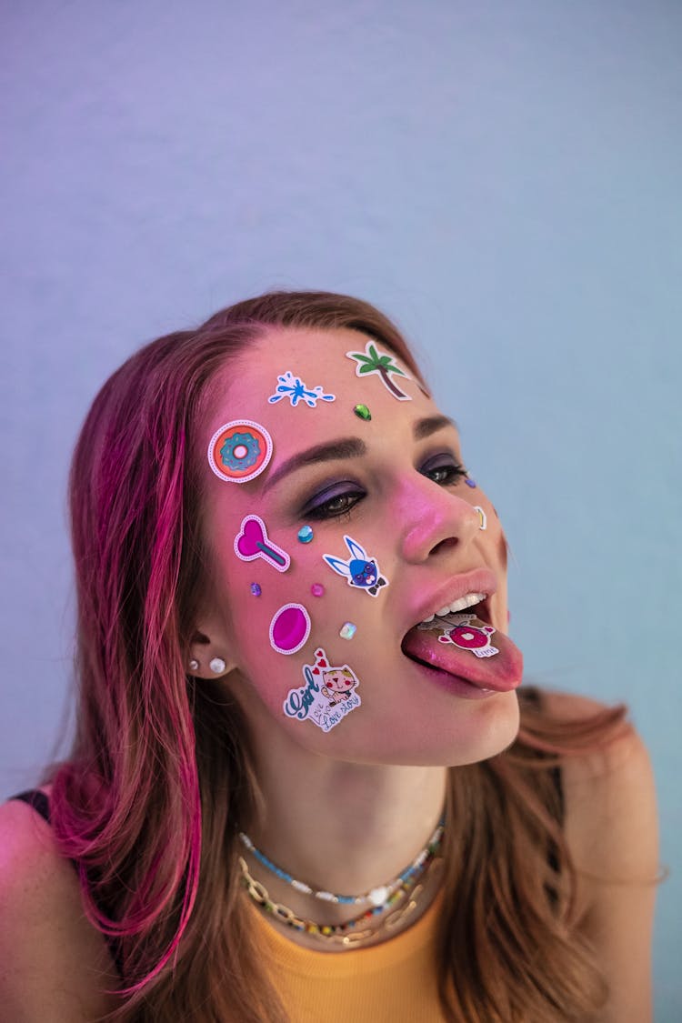 Face Covered With Stickers