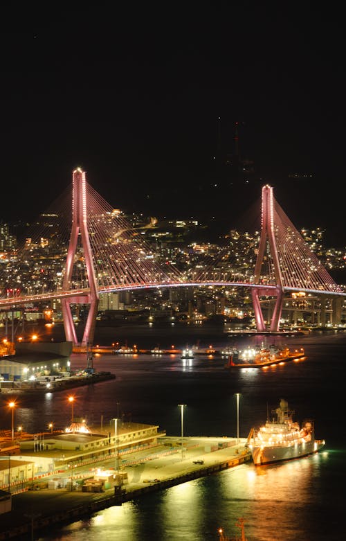 Foto stok gratis cityscape, diterangi, jembatan pelabuhan busan