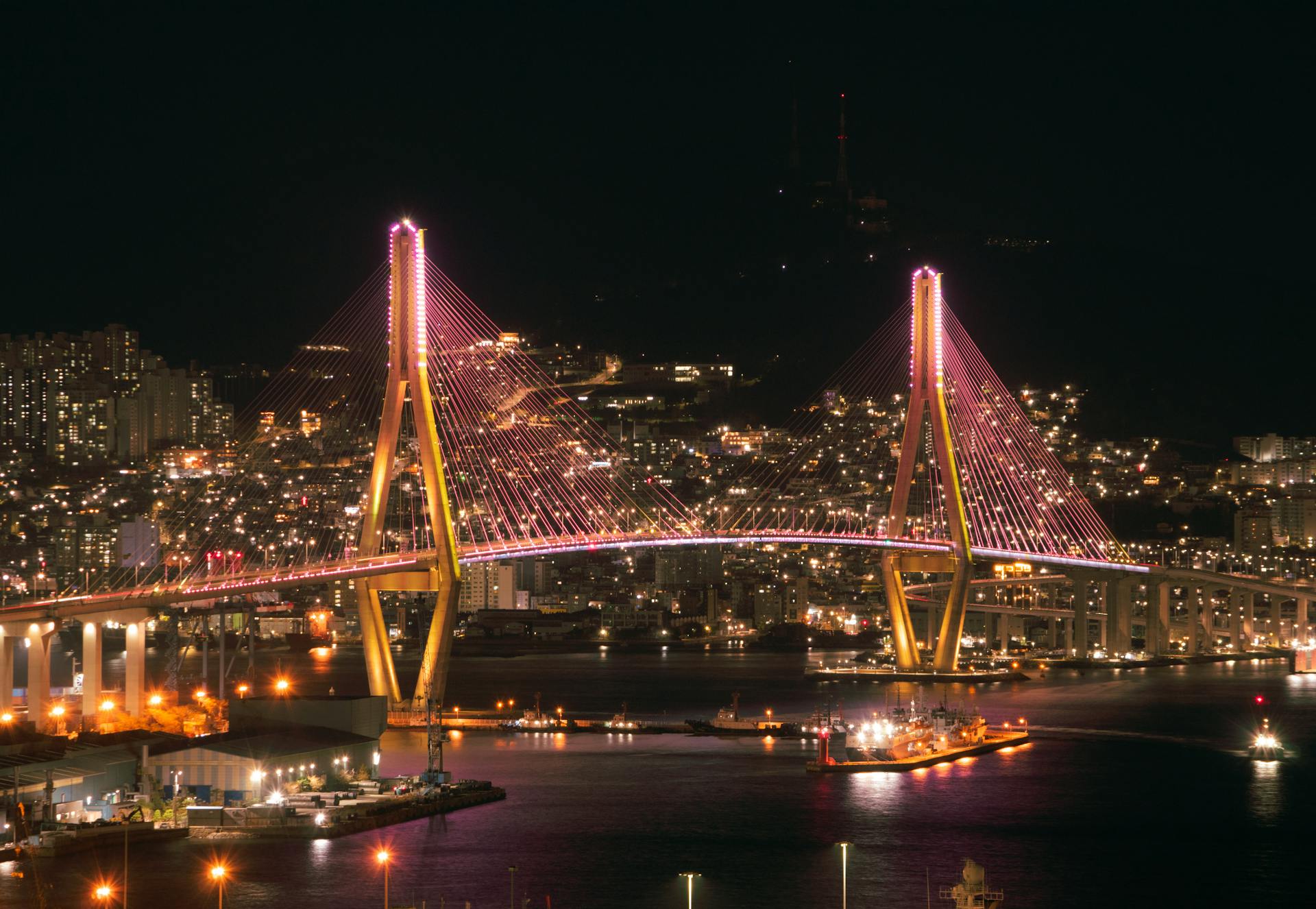 Bridge in Busan City by Night