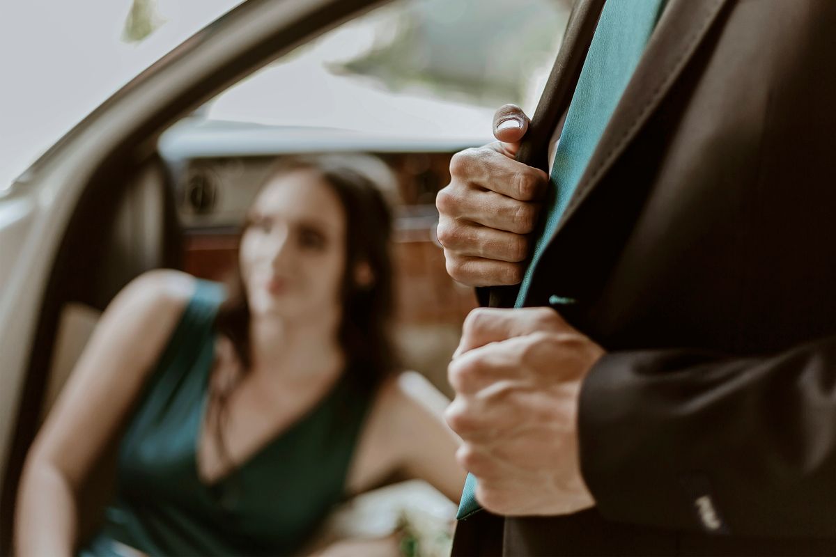 Clients seated in a rented vehicle