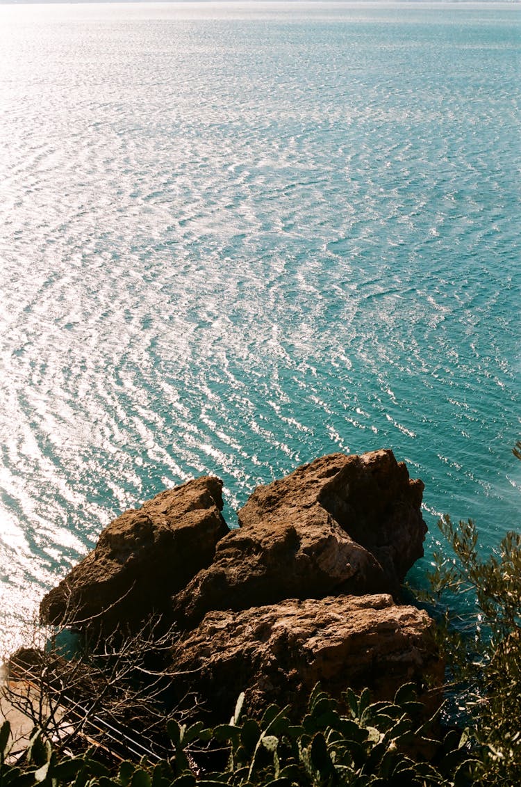 Lake And A Rock Formation On The Coast 