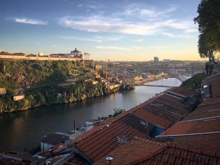 Luis I Bridge Over A River In Porto 