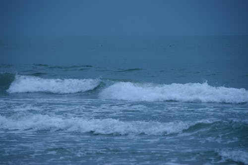 Waves in Sea in the Evening