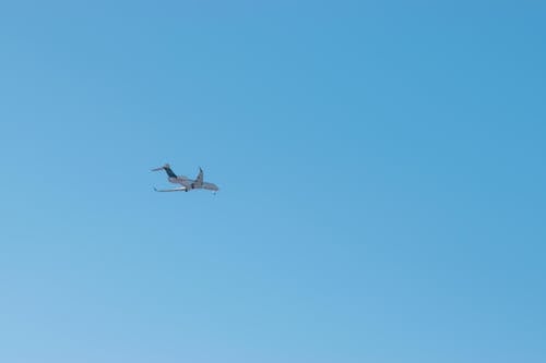 Flying Passenger Plane with Extended Landing Gear 