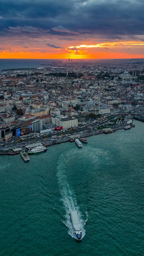 City by Sea at Sunset