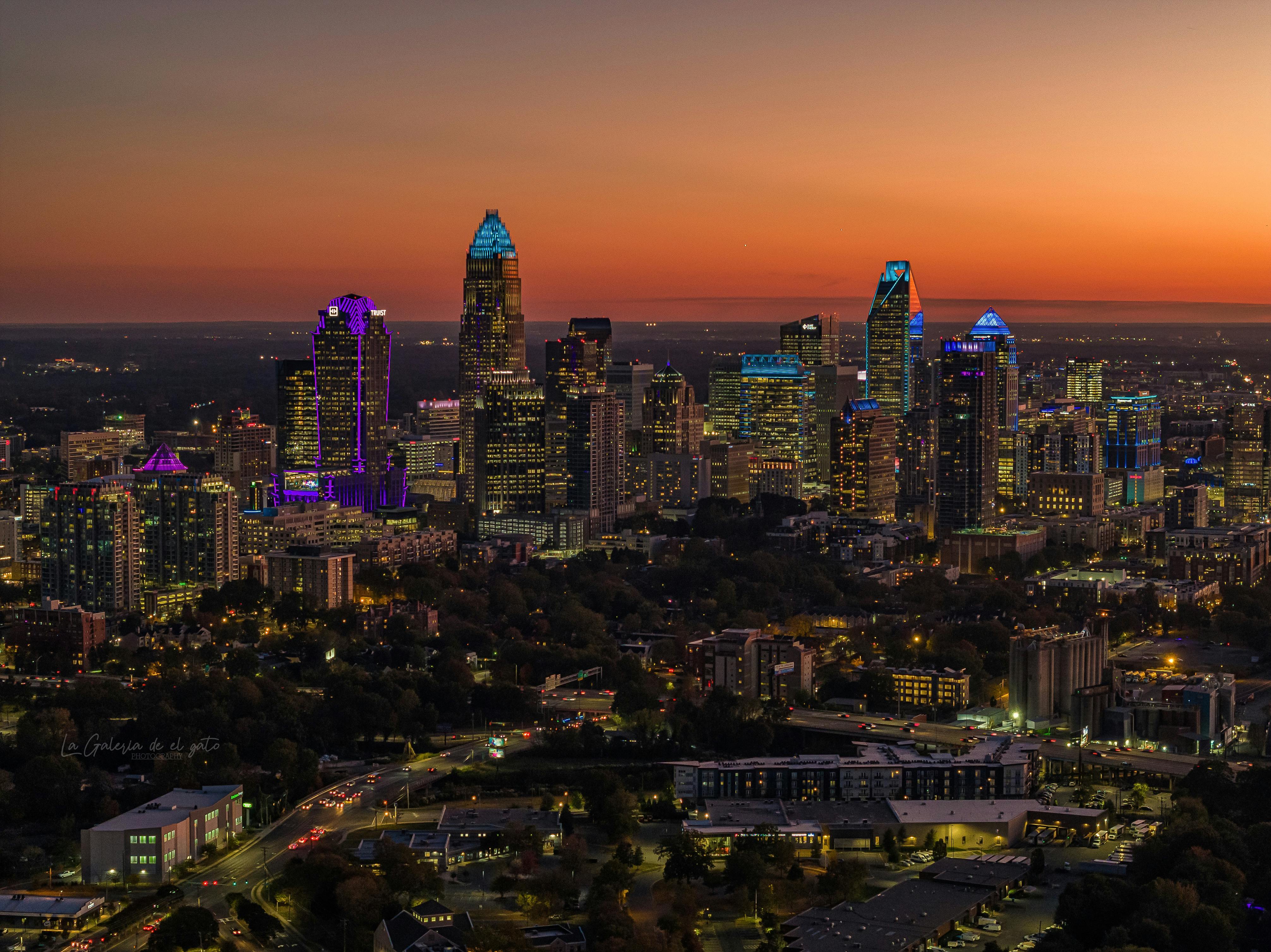 illuminated skyscrapers in charlotte usa