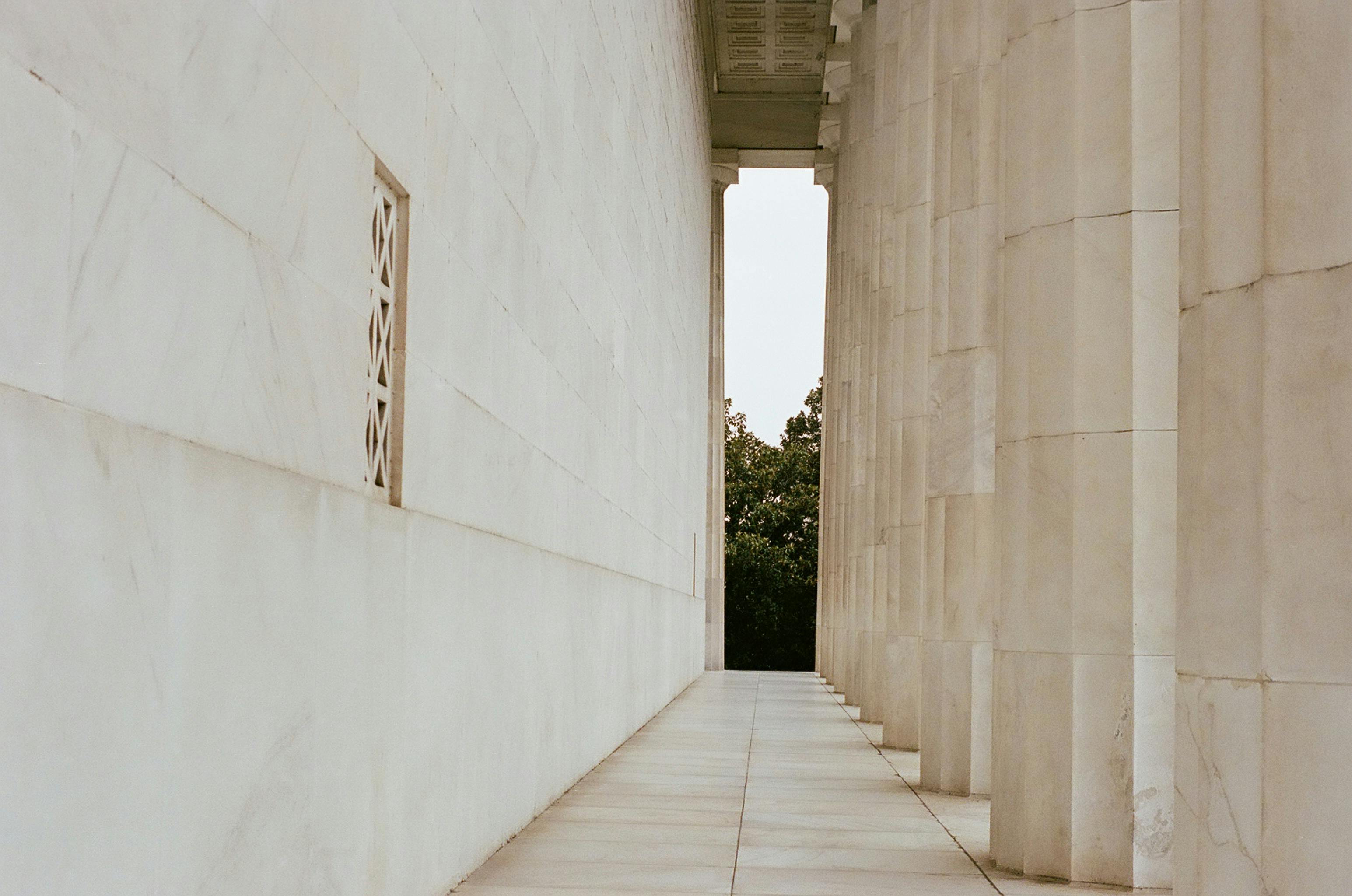 white wall and columns of building