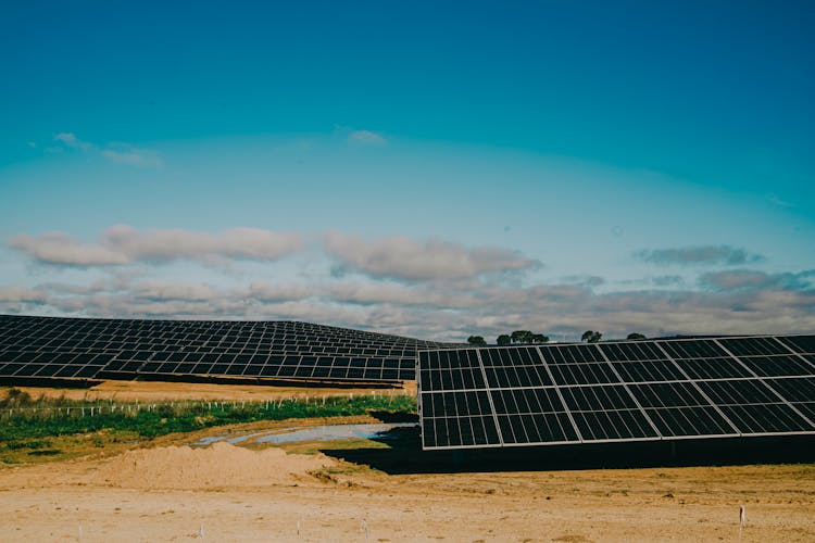 Solar Panels On A Desert